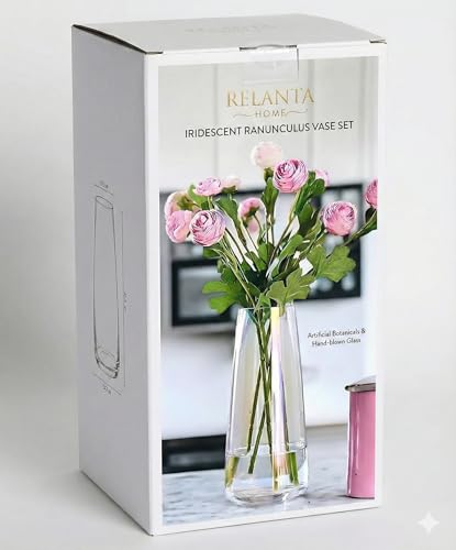 Image of Decorative Glass Vase for Flower Plants | Clear Glass vases for Home Decor | Glass vase for Living Room (Pack of 2)