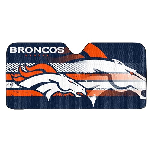 Image of Fanmats NFL Windshield Sun Auto Shade, Sun Shield Sun Visor Accordion tri-fold for Storage 59 inch x 29.5 inch, Colorful Team Design