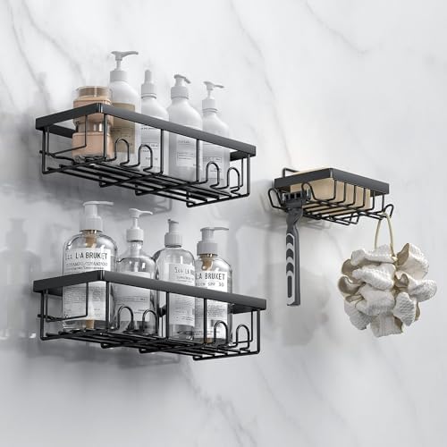 AceMining 3 Pack Noir Rangement Salle de Bain, Etagere Salle de B...