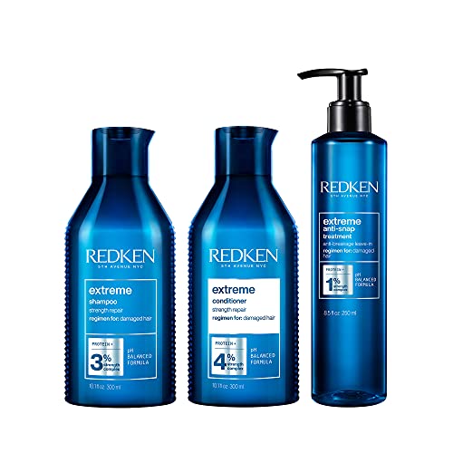 Redken Extreme Shampoo, Conditioner & Anti-Snap Leave-In Treatmen...