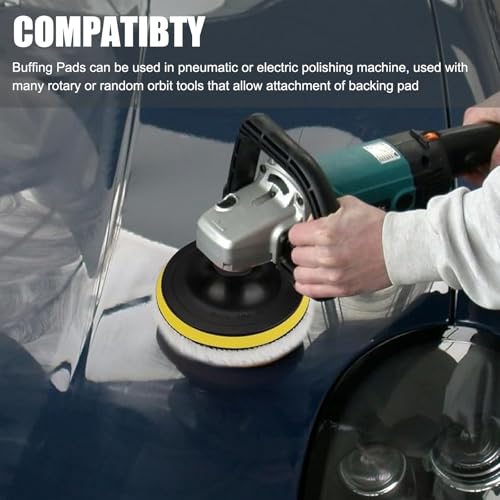 6 Stück Lammwolle Polierscheiben, Kompatibel Mit Bosch Exzenterschleifer,Polierpads 125mm,Lammwolle Polierscheiben Polierpads Polierhauben Für Exzenterschleifer Mit Klett Für Auto, Korkböden Usw