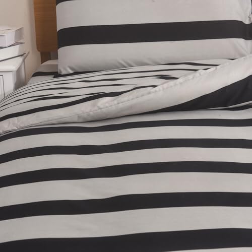 SAIMAZ 4 Piece Printed Bedding Set Duvet Cover, Deep Fitted Sheet & 2 Pillowcases Single, Double, King, Super King Sizes Soft Microfiber, Wrinkle-Resistant, Easy Care (Double, Classic Stripe) - Image 4