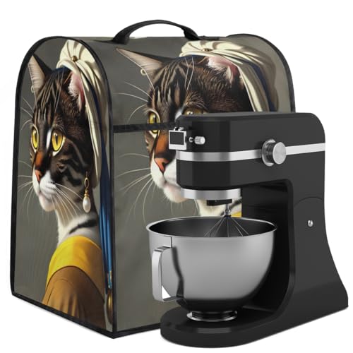 Coffee Maker Cover Het Meisje Met De Parel Cat Kitchen Appliance Covers Small Appliance Covers Blender Cover Juicer Cover Dust Covers for Kitchen Appliances with Top Handle and Pockets,Washable,C908