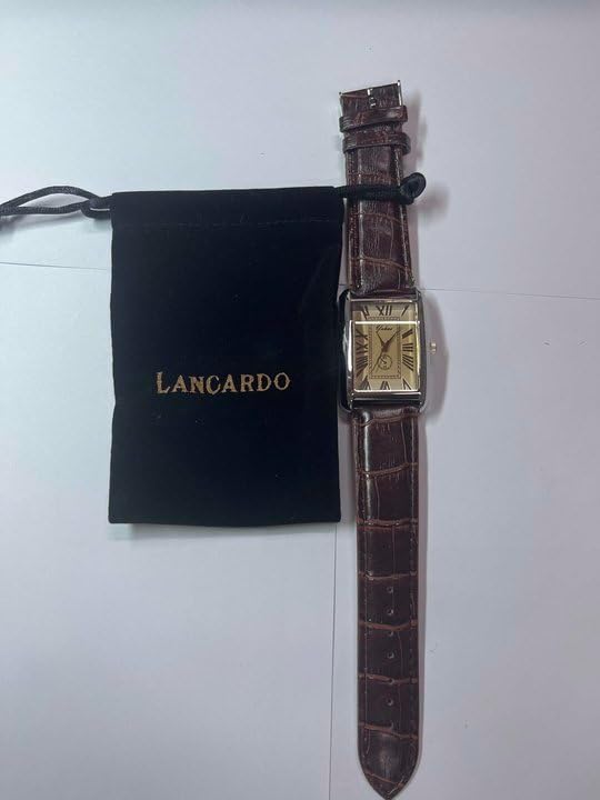 Lancardo Retro Vintage Square Quartz Analog Watch Silver Tone Case Crocodile Pattern Brown Leather Business Casual Dress Wrist Watch M-Brown image 12 of 14 B01I9KCN0C