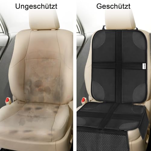 Ezilif Kindersitzunterlage 2 Stück ISOFIX geeignete Sitzschoner Auto Kindersitz, mit Anti-Rutsch Funktion Autositzschoner, Autositzauflage Sitzschutz (Schwarz)