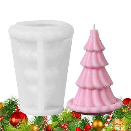 Molde de silicona para árbol de Navidad, molde de silicona para árbol de Navidad, molde para tartas de fondant, moldes para velas de árbol de Navidad, para fundir resina epoxi, velas de aromaterapia