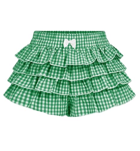 Image of Women Layered Gingham Shorts Cute Bloomers Plaid Shorts | Gingham Ruffle Shorts, Polka Dot Mini Bloomer Shorts, Micro Boyshorts, Tiered, Checkered, Lolita Outfits, Going Out