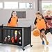 Morohope Ball Storage Bin Rolling Sports Ball Cart, Ball Storage Garage, Ball Basket Storage, Ball Cage for Garage or Gym, Indoor & Outdoor Sports Equipment Organizer 38''W x 23.5''H, Black