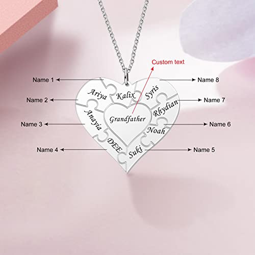 Bauma Auto Personalized Men's Dad Necklace Puzzle Necklace Engraved Kids Names Necklace For Him Father's Day Gifts For Boyfriend Husband Initial S925 Family Pendants (Gold-8) #TOP1