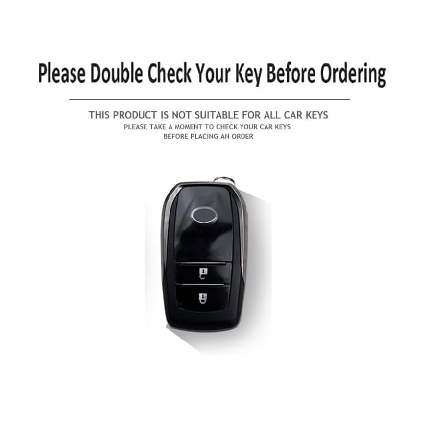 Image of BKN Luxury Metal Soft Car Key Cover Shell with Keychain & Full Protection Compatible with Toyota Innova Crysta| Hycross Land Cruiser| Hilux| Toyota Hycross Innova (2 Button Smart Key)