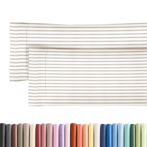 Body Pillow Cases - 2 Pack Pillowcase Covers - 20" x 54" (Beige Stripes)