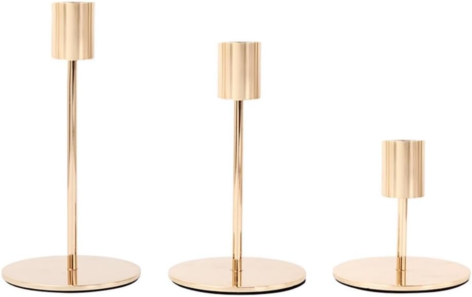 KUPOO Black Metal Taper Candle Holders for Home Decor, Short, 3PCS(Black)