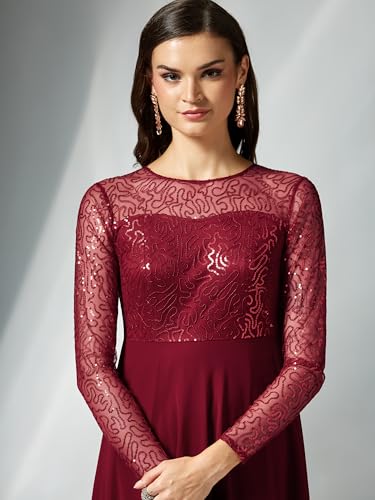 Image of Miss Chase Women's Long Sleeve Sequin Maxi Dress