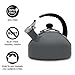 Farberware Omega Tea Kettle, Whistling Tea Pot, Works For All Stovetops, Porcelain Enamel on Carbon Steel, BPA-Free, Rust-Proof, Stay Cool Handle, 2.75 quart (11 cups) Capacity(Gray)