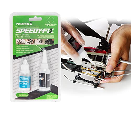 Visbella 7 Speedyfix Professional Fix Powder Super Glue Quick Bond para metal plástico y madera de cerámica adhesivo de refuerzo(transparente) Cover