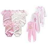 ZAV Unisex Infants Clothes 5-pack Short Sleeve Bodysuits And 3-pack Baby Footed Jumpsuits