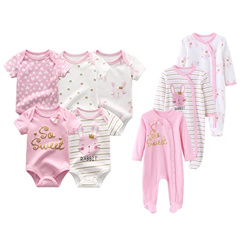 Zav Unisex Infants Clothes 5-Pack Short Sleeve Bodysuits And 3-Pack Baby Footed Jumpsuits #TOP21