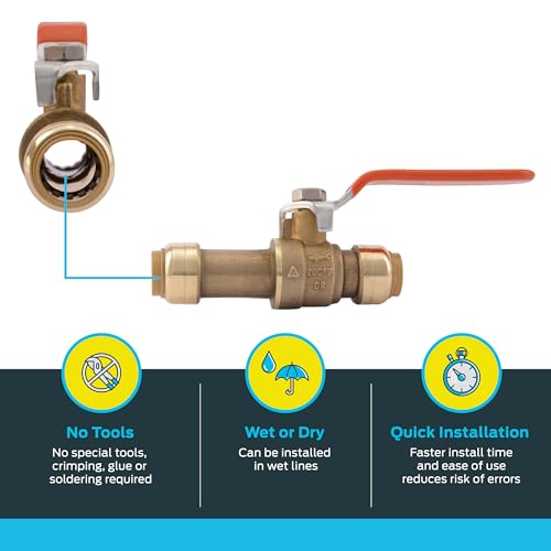 Sharkbite 1/2 Inch Slip Ball Valve, Pack of 6, Push to Connect Brass Plumbing Fitting, PEX Pipe, Copper, CPVC, PE-RT, HDPE, 24735LFZ by SharkBite - Image 3