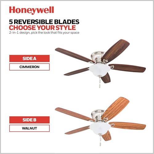 Honeywell Glen Alden 52 Inch Classic Flush Mount Indoor LED Ceiling Fan - image 4