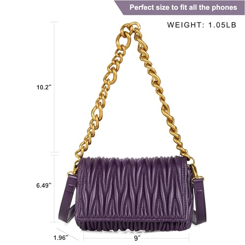 Image of Montana West Quilted Small Shoulder Bag for Women Y2K Trendy Cute Clutch Underarm Purse with 2 Removable Straps
