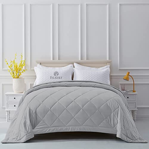 Image of Filbert Microfiber 250 GSM Diamond Stitch Double Bed Comforter Blanket for All Season Light Weight (92 inch x 106 inch Inches /233cm x 269cm) - Comforter King Size|Silver