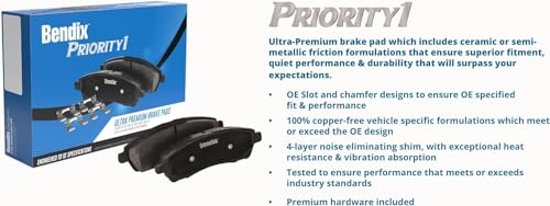 Image of Bendix Priority1 CFM1456 Semi-Metallic Rear Brake Pads for Select Models Audi A3, A3 Quattro, Seat Leon, Volkswagen Beetle, Bora, Caddy, Clasico, Eos, GLI, Golf, Golf SportWagen, GTI, Jetta, Passat
