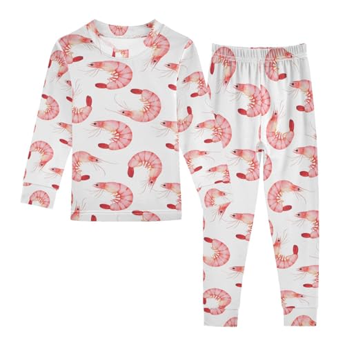 ALAZA Funny Shrimp White Pajamas Long Sleeve Sleepwear 2-Piece Pajama Set