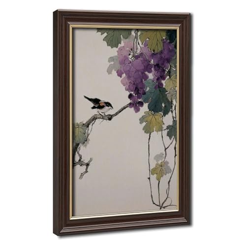 Toile oiseaux et raisin style asiatique pour créer un salon zen et élégant