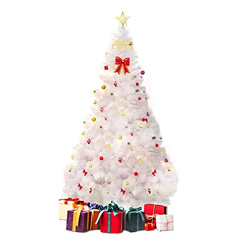 Künstlicher Weihnachtsbaum, Kiefer mit Ständer und weichen weißen LED-Lichtern, 1,8 m, Weiß Cover