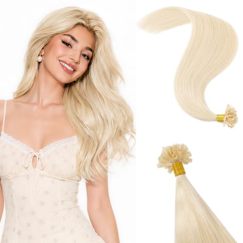 Rich Choices Extension Cheveux Naturel Keratine Extension Keratine Cheveux Naturel U Tip Hair Extensions Hot Fusion Remy Human Hair Lisse 35cm 20g #60 Blond...