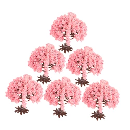 CATIEBYE 6個 人工桜の木 ミニチュアツリー 卓上装飾 サンドテーブル用 模型樹木 小型デスク飾り ミニ園クラフト用