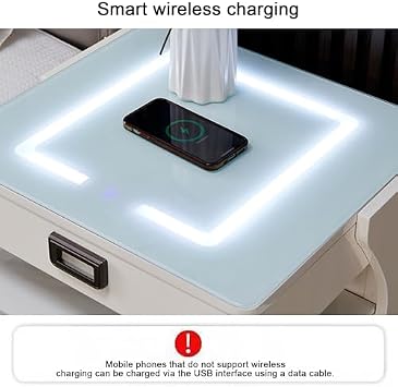 Smart Nightstand, Bedside Table with 3 Color LED Lights, Bed End Table with USB Ports, Charging Station and Speaker, 3 Drawers Night Stand for Bedroom (Color : Dark Gray 2PS)