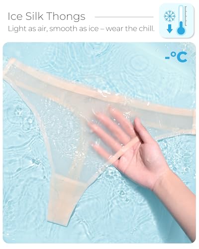 Seamless Thongs for Women Breathable Ice Silk Underwear Pack No Show Ladies Thong Stretch G-String Panties2
