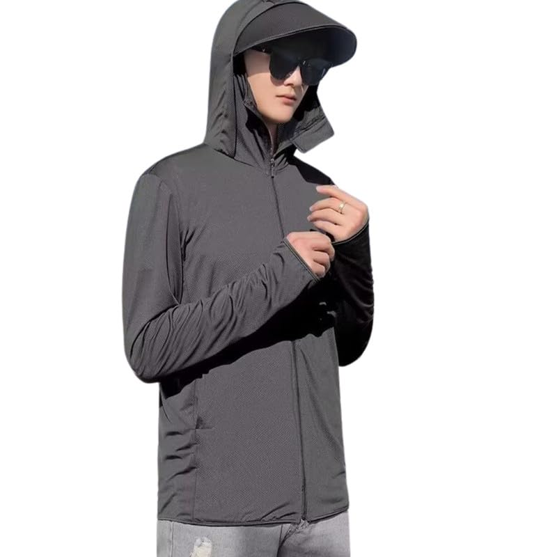 Image of Men and Women's UV Protection Jacket with Detachable Hood and Large Brim for Summer