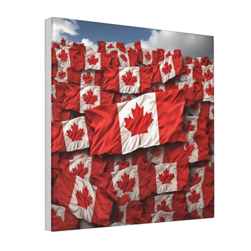 Drapeau canadien sur toile tableau déco chambre style chalet chic