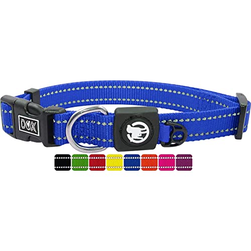 DDOXX Reflektierendes Nylon Hundehalsband - Stabiles und Verstellbares Welpenhalsband fur alle Grosen - M (Blau)