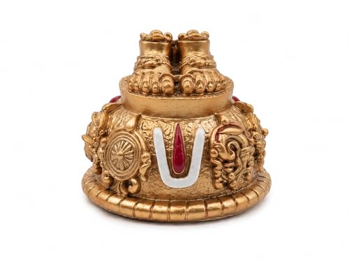 Image of Lord Balaji Charan Paduka Idol for Home Temple, Car Dashboard & Office Decor | Venkateswara Swamy Feet with Shanku Chakra Namam | Spiritual Showpiece | Pooja Gift for Housewarming & Festivals
