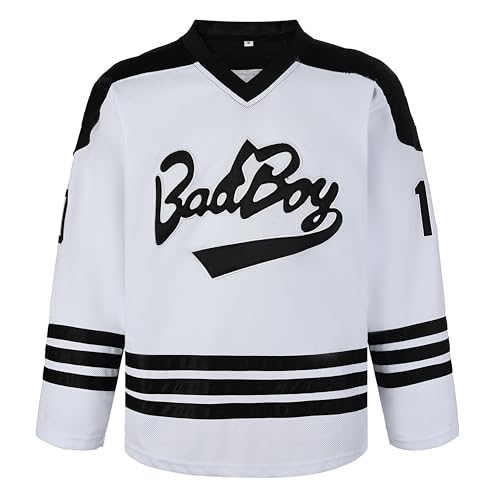 Men's #10 Smalls Bad Boy Jersey 90S Hip Hop Long Sleeve Black White Hockey Jerseys Stitched