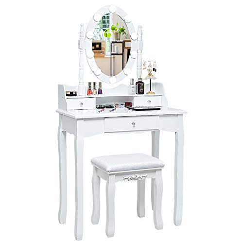 Soges Schminktisch Mit Spiegel Und Hocker Mit Schublade Und 2 Offenen
