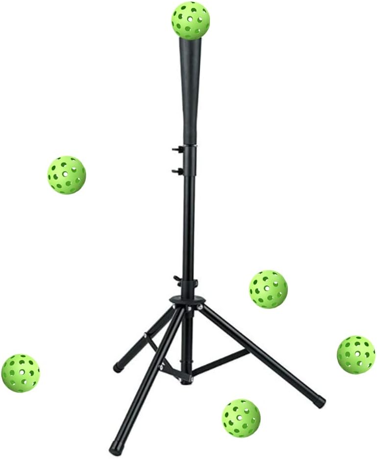 Fancyli Batting Baseball tee with 6 Pack Pickleball Balls Practice Tripod Stand Tee