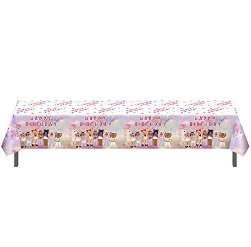 Db11 2 Pcs Pink Girl Robot Blocks Tablecloth Robot Birthday Party Tablecloth Supplies For Girls cover
