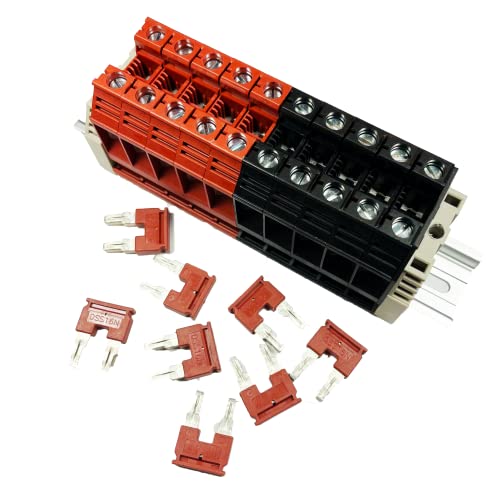 Kit Borniers Rail DIN Dinkle DK16N Rouge/Noir 10 Gang 100A