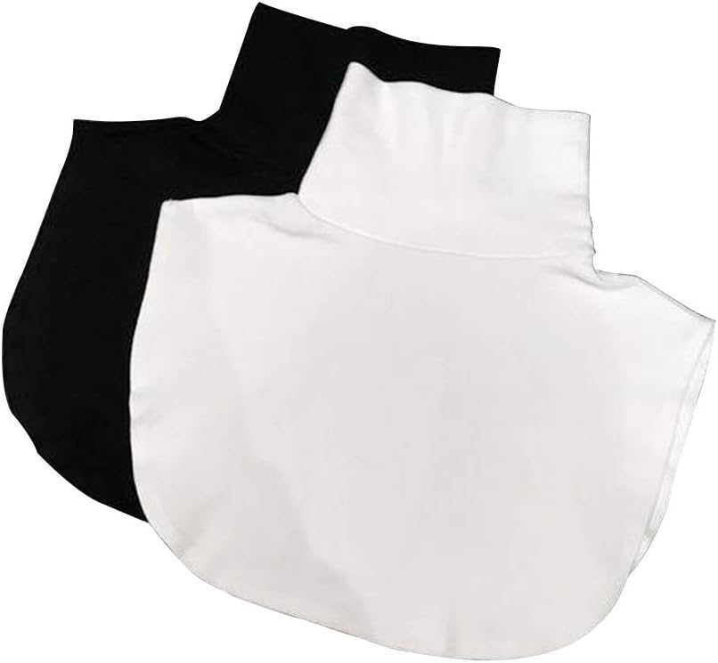 Women's Solid Stripe Turtleneck Dickey Collar Wear Outer or in Sweater Hoodie High Neck Mock Collar