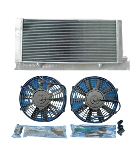 Radiador de aluminio + ventiladores para modelos 1984-1994. Compatible con PEUGEOT 205 GTI 1.6L 1993-1992/1.9L 1986-1993-1992-1991.