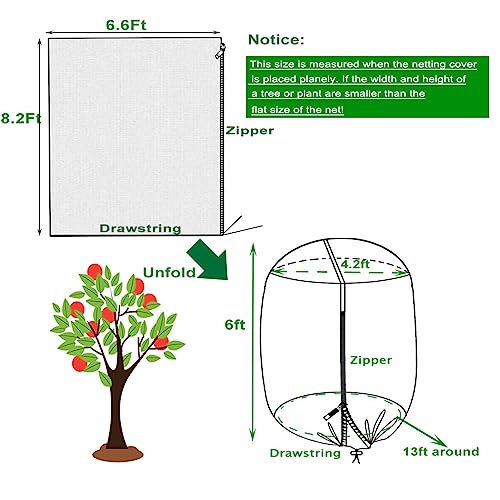 Large 6.6X8.2Ft Garden Netting Plant Mulch Netting,With Zipper And Drawstring Garden Netting,Fruit Tree Netting,Protecting Fruits Flower From Birds(6.6Ftx8.2Ft,1Pc) #TOP1