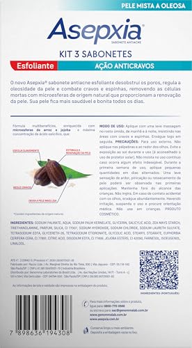 Kit Asepxia Sabonete Facial Esfoliante 80g c/ 3 Unids