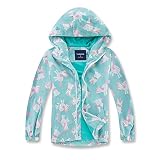 MGEOY Girls Rain Jackets Lightweight Waterproof Hooded Rain Coats Windbreakers for Kids Green 8/9