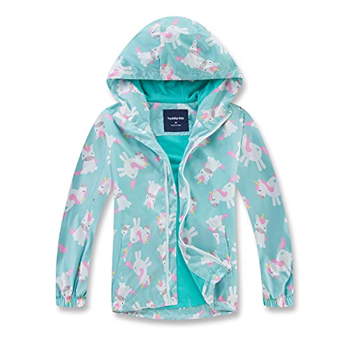 Mgeoy Girls Rain Jackets Lightweight Waterproof Hooded Rain Coats Windbreakers For Kids Green 8/9 #TOP21