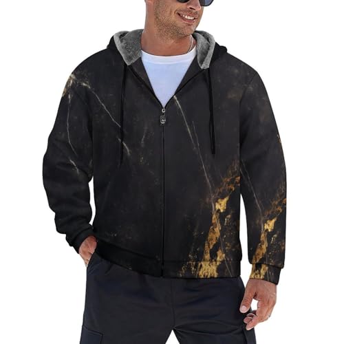 Veste polaire homme zippée à capuche motif marbre veste hiver coupe-vent chaude rando