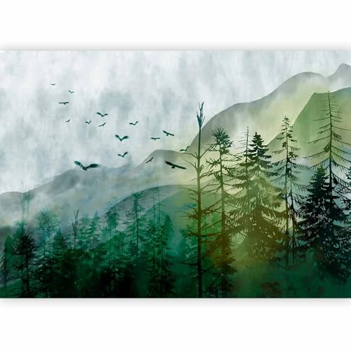 artgeist Wall Mural Landscape 135x101 in - Peel and Stick Self-Adhesive Wallpaper Removable Large Sticker Foil Wall Decor Print Picture Design Forest Mountains Green Nature Like Painted c-A-10017-a-a
